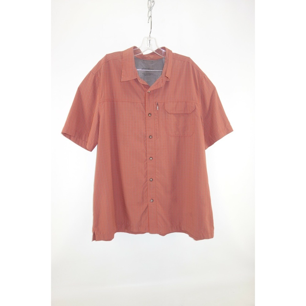 Eddie Bauer Men's Burnt Orange Plaid Short Sleeve Vented Hiking‎ Shirt Size XXL